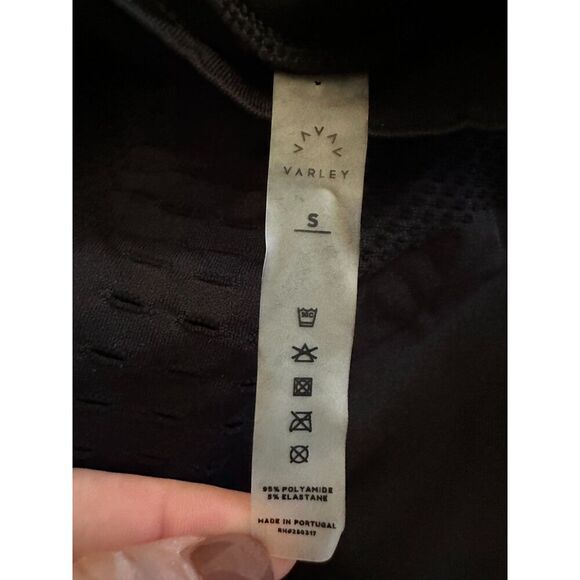 VARLEY Black Mesh Short Sleeve Workout Top Size Small - Picture 3 of 3